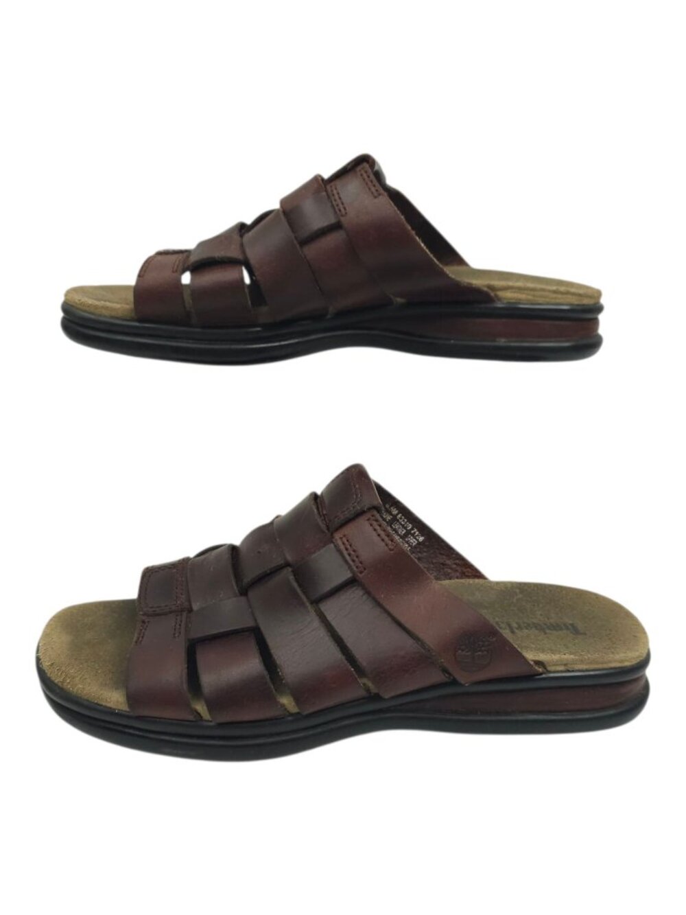 Timberland Fisherman Slides Sandals Womens 6.5M Boho Earthy Brown Leather Woven
